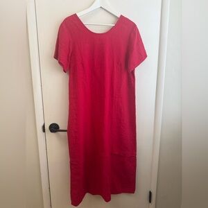 Flax Vibrant Linen Red Midi / Maxi Dress Small
